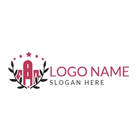 Architectural Logo Black Branch and Red Teaching Building logo design