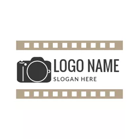 Photobooth Logo Black Camera and Film logo design