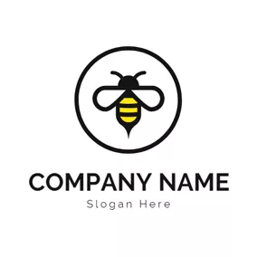 Insect Logo Black Circle and Fly Bee logo design