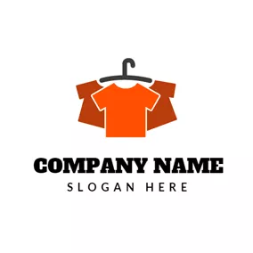 Logótipo Marca De Roupa Black Coat Hanger and Orange T Shirt logo design