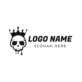 Logótipo De Punk Black Crown and Skull Icon logo design