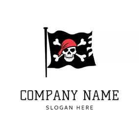 Skull Logo Black Flag and Pirates logo design