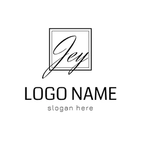 英語 Logo Black Frame and Name Jay logo design