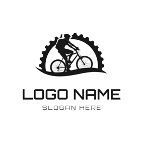 自行車Logo Black Gear and Bike logo design