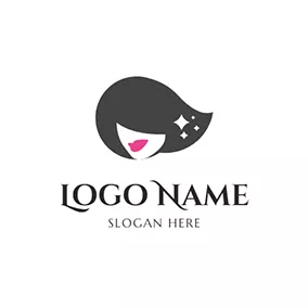髮型Logo Black Hair Shiny Mode logo design