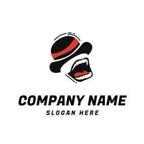 小丑logo Black Hat Open Mouth Comedy logo design