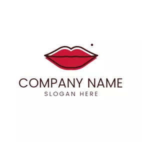 Glossy Logo Black Outlined Red Lips and Nevus logo design