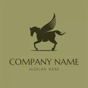 Equine Logo Black Pegasus Icon logo design