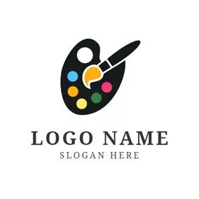 平面設計 Logo Black Plate and Paintbrush logo design