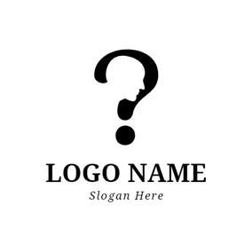 Logotipo De Psicología Black Question Mark and White Head logo design