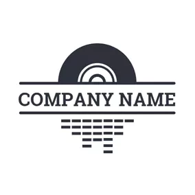 Radio Logo Black Rectangle and CD logo design