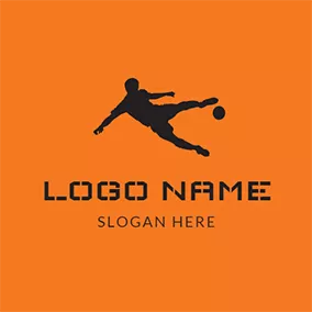 足球Logo Black Sportsman and Football logo design