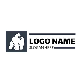 猩猩 Logo Black Square and White Orangutan logo design