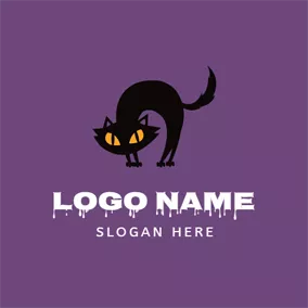 Animal Logo Black Staring and Cat logo design