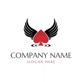 Casino Logo Black Wings and Red Poker Ace logo design