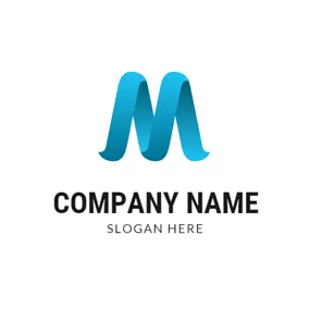 徽章Logo Blue 3D Letter M logo design