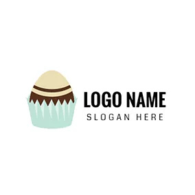 Ellipse Logo Blue and Brown Chocolate Cake logo design