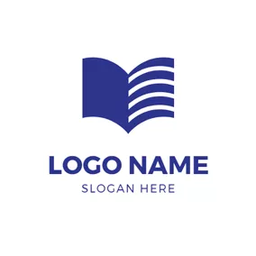 文具 Logo Blue and White Book logo design