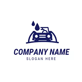 Cleaning Logo Blue and White Car Wash logo design