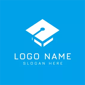 教師 Logo Blue and White Hat logo design