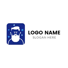 Logótipo De Especialista Blue and White Hipster Man logo design