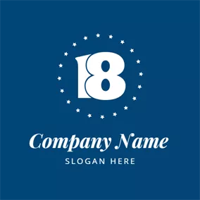 Logótipo De Número Blue and White Number Eighteen logo design