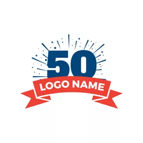 Logotipo De Número Blue and White Number Fifty logo design