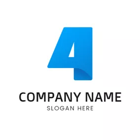 Logótipo De Número Blue and White Number Four logo design