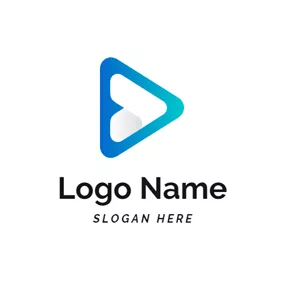 播放 Logo Blue and White Play Button logo design
