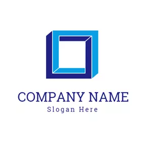 3D Logo Blue and White Square logo design