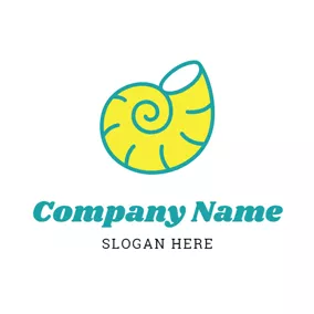 Conch Logo Blue and Yellow Shell logo design