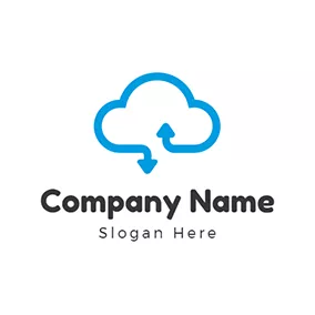 Software & App Logo Blue Arrow and Cloud logo design