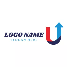 Export Logo Blue Arrow and Letter U logo design