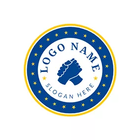 竞选 Logo Blue Badge Hands and Campaign logo design