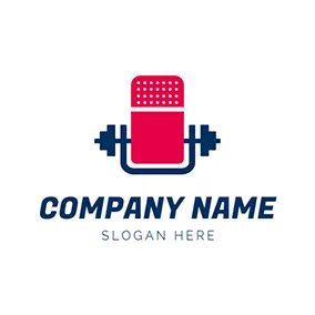 Fitness Logo Blue Barbell Square and Podcast logo design