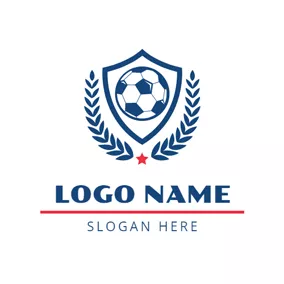 Outline Logo Blue Branch Football Badge logo design