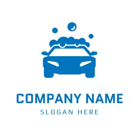 Cleaner Logo Blue Bubble Car Wash logo design
