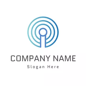 网络Logo Blue Circle and Internet logo design