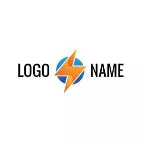 Industrial Logo Blue Circle and Lightning Power logo design