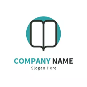 诗歌 Logo Blue Circle and Opened Book logo design