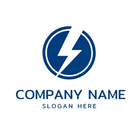 Charger Logo Blue Circle and Simple Lightning logo design