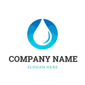 Logotipo De Aqua Blue Circle and White Water Drop logo design
