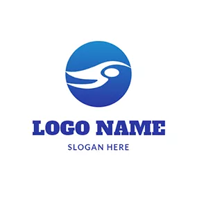 游泳 Logo Blue Circle Water and Swimming logo design