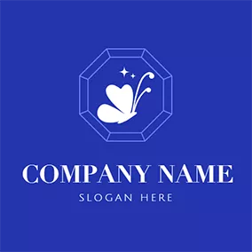 Logotipo Elegante Blue Decoration and White Butterfly logo design