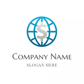 Global Logo Blue Frame and Gray Dollar Sign logo design