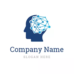 思考logo Blue Head Structure and Ai logo design