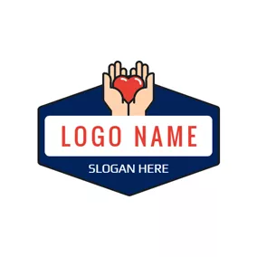 Giving Logo Blue Hexagon and Opened Hand logo design