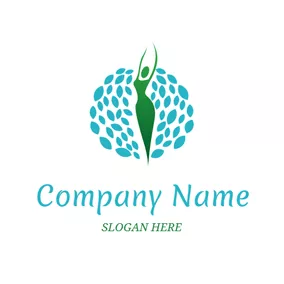 Logotipo De Masaje Blue Leaf and Green Woman logo design
