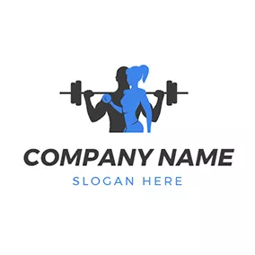 Fitness Logo Blue Sportswoman and Black Male Athlete logo design