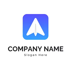 Airliner Logo Blue Square and White Paper Airplane logo design